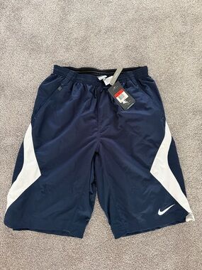 Nike Men’s Navy Athletic Shorts with White Panels